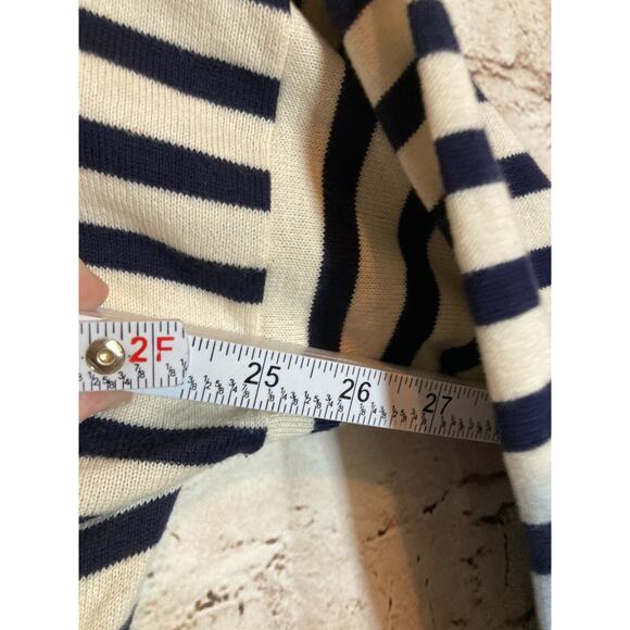 J. Crew Sweater Womens XXL Ivory & Navy Striped Ombre Kimono Sleeves Preppy - Picture 11 of 12